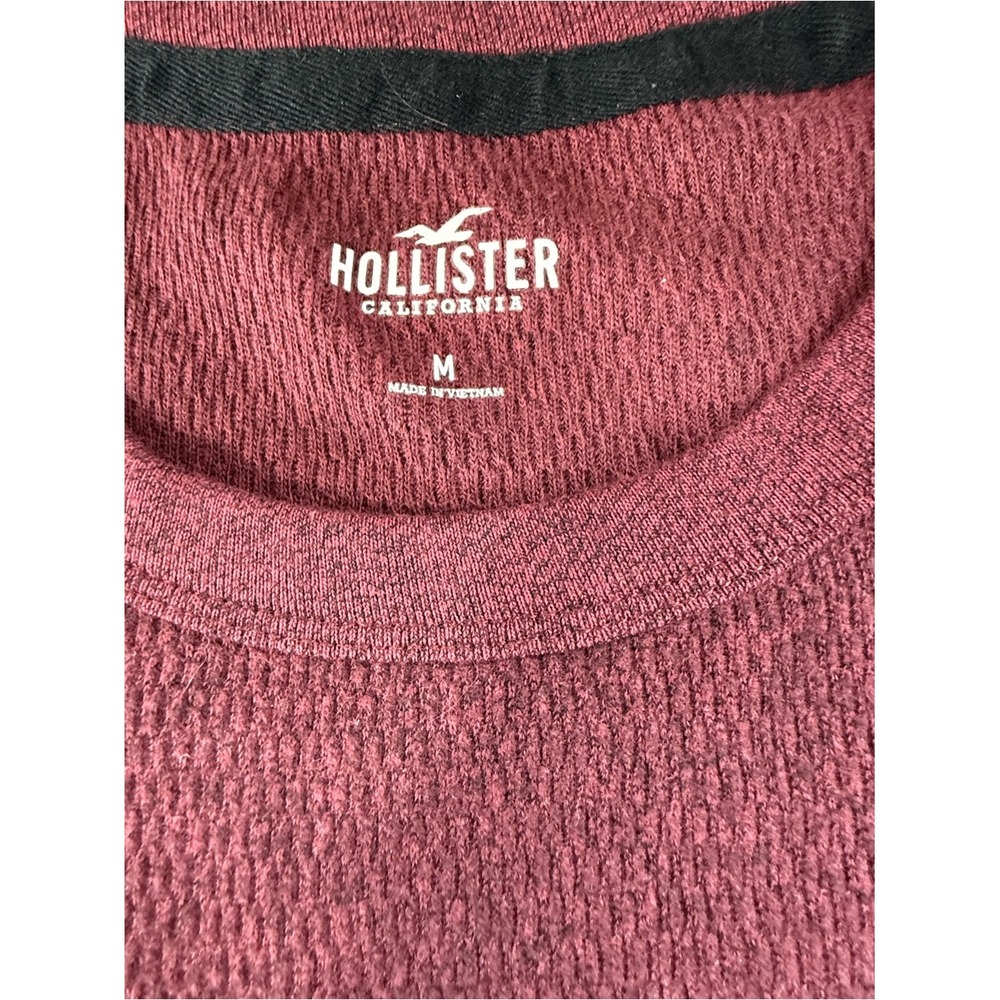 Hollister Maroon Burgundy Long Sleeve Thermal Knit Shirt Mens Medium - Picture 4 of 8